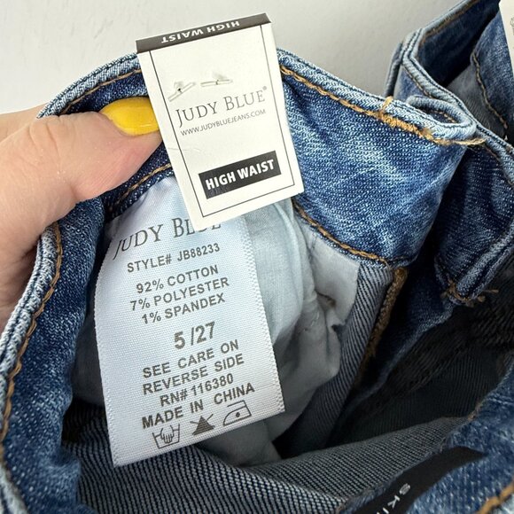 NWT Judy Blue High Waist Skinny Fit Jeans Lemon Patch Distressed Size 5 27 NEW - Picture 12 of 12